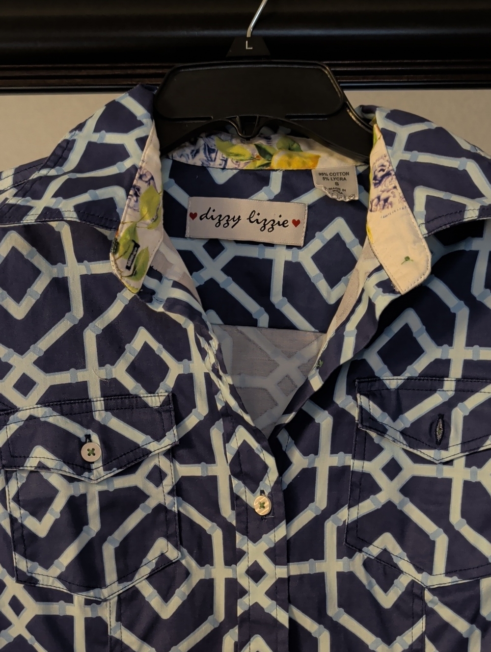 Dizzy Lizzie Navy Geometric Button-Front Shirt Dress - Picture 4 of 11